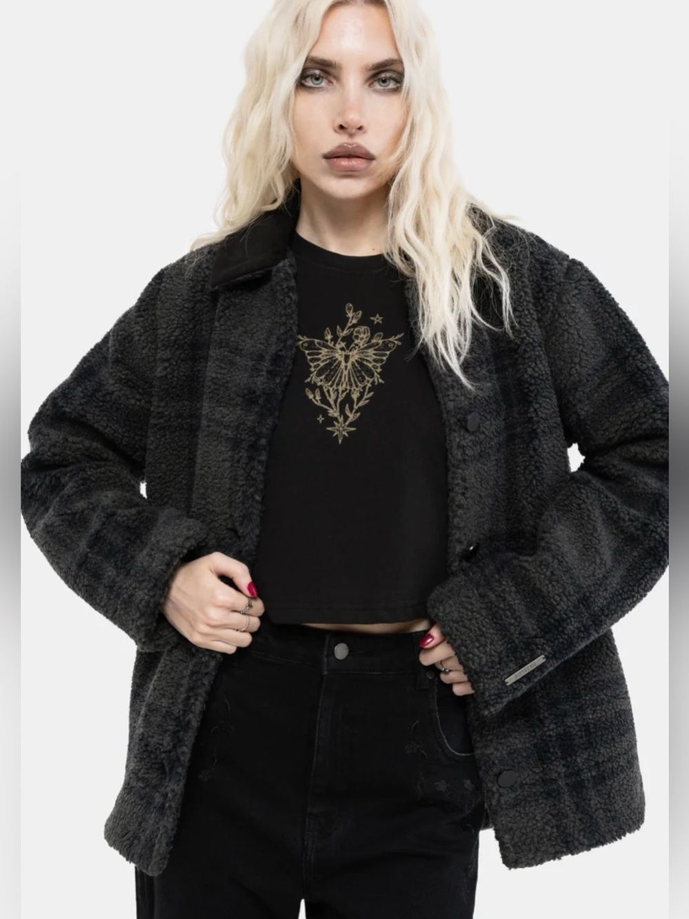 NWT Disturbia Alina Borg Checked Shacket size US 8